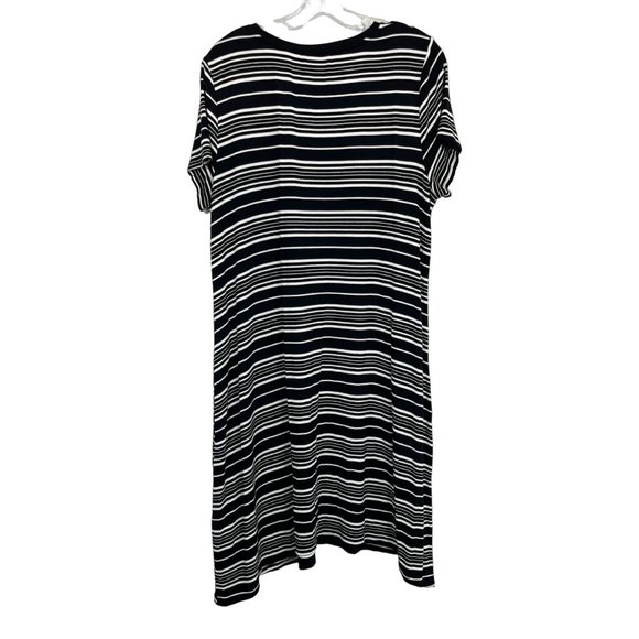 Soma Soft Jersey Swing Dress Black & White Striped Pockets Lounge - Size Large - Picture 2 of 6